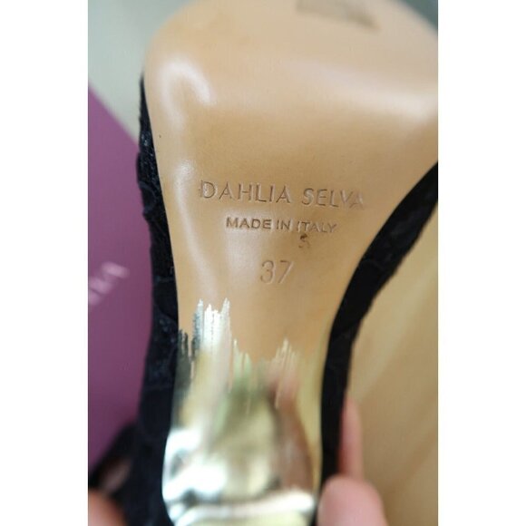 NWT Dahlia Selva Black Lace Pumps Frills For All Size 6 Euro 37 Italy MSRP $795 - Picture 7 of 13